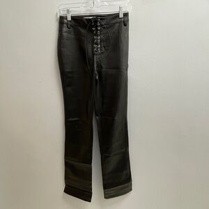 WeWoreWhat Faux Leather Lace Front Pant - Black - Size 24